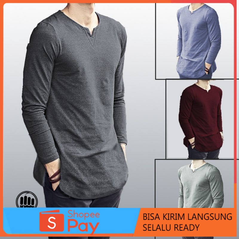 Diskon kurta bahann kaos / kurta long line / Vneck long / kaos kurta Pakistan / kaos gamis kurta Pak
