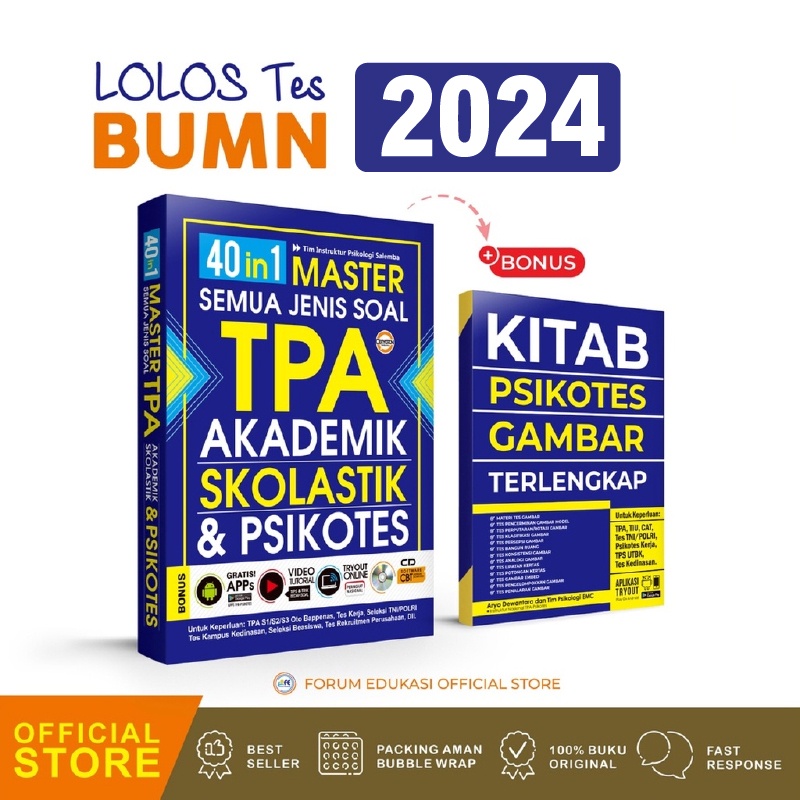 Buku Tes BUMN 2024 40 In 1 Master Semua Jenis Soal Tpa-Akademik Skolastik & Psikotes  -BONUS BUKU KI