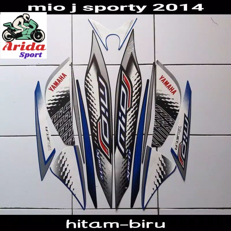 stiker mio j yamaha mio j sporty 2013 2014 hitam biru lis body les srep mio j