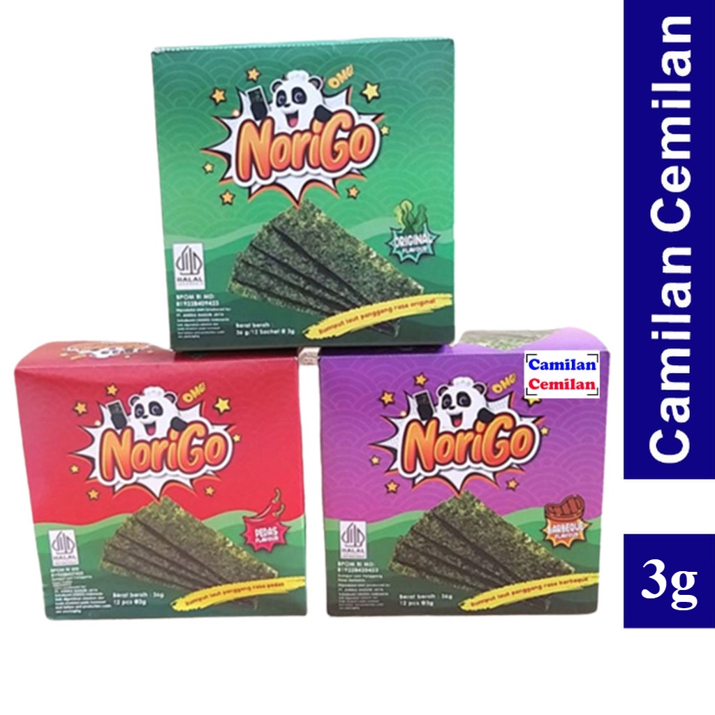 

Norigo Nori Sachet Seaweed Snack Rumput Laut Halal Nori boom 3 gr