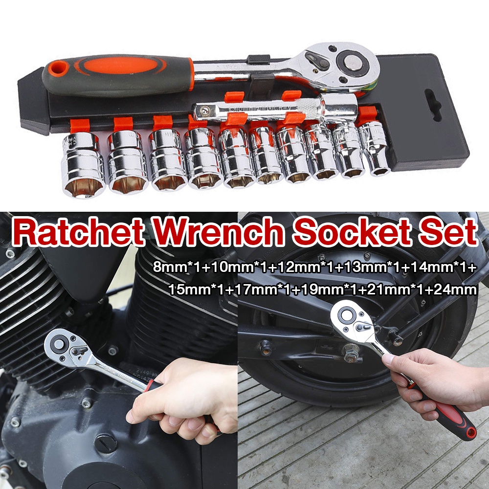 ½ antarmuka/¼ antarmuka kunci pas soket ratchet 24 gigi set 12 buah