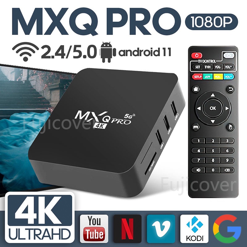 16G+256G Android TV Box STB Android TV MXQ Pro 4K 5G Indihome TV Box Android Wifi Tabung TV Box Set Box Android TV Netflix Youtube Full Root Unlock