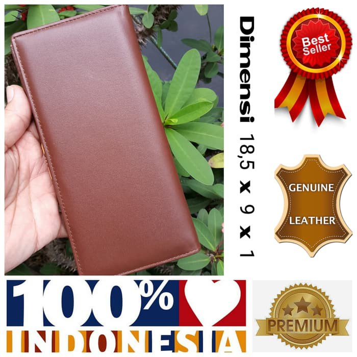 Dompet Pria Cowok Wanita kulit asli Panjang kartu Original Branded