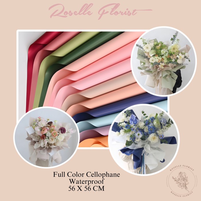 

Kertas Bunga Cellophane Full Color 1 Warna Flower Wrapping Paper 56x56