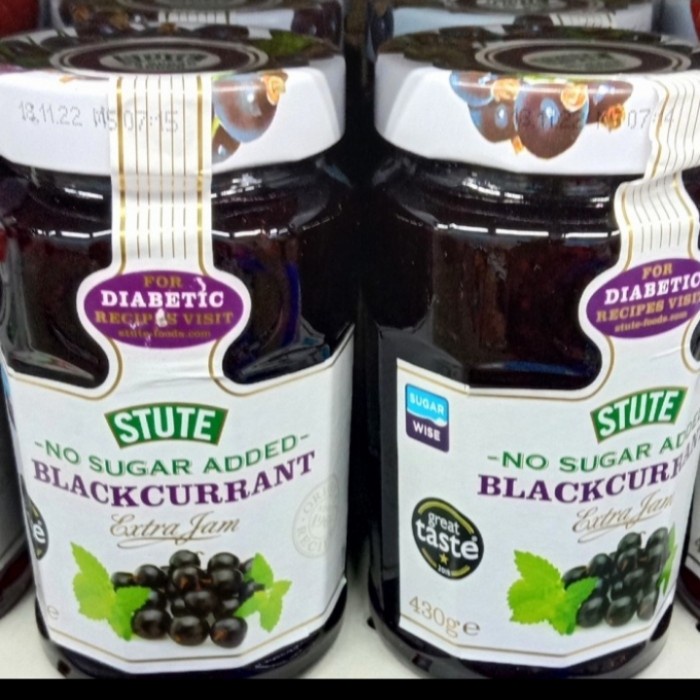 

stute diabetic jam blackcurrant selai spread no sugar 430gr free gula