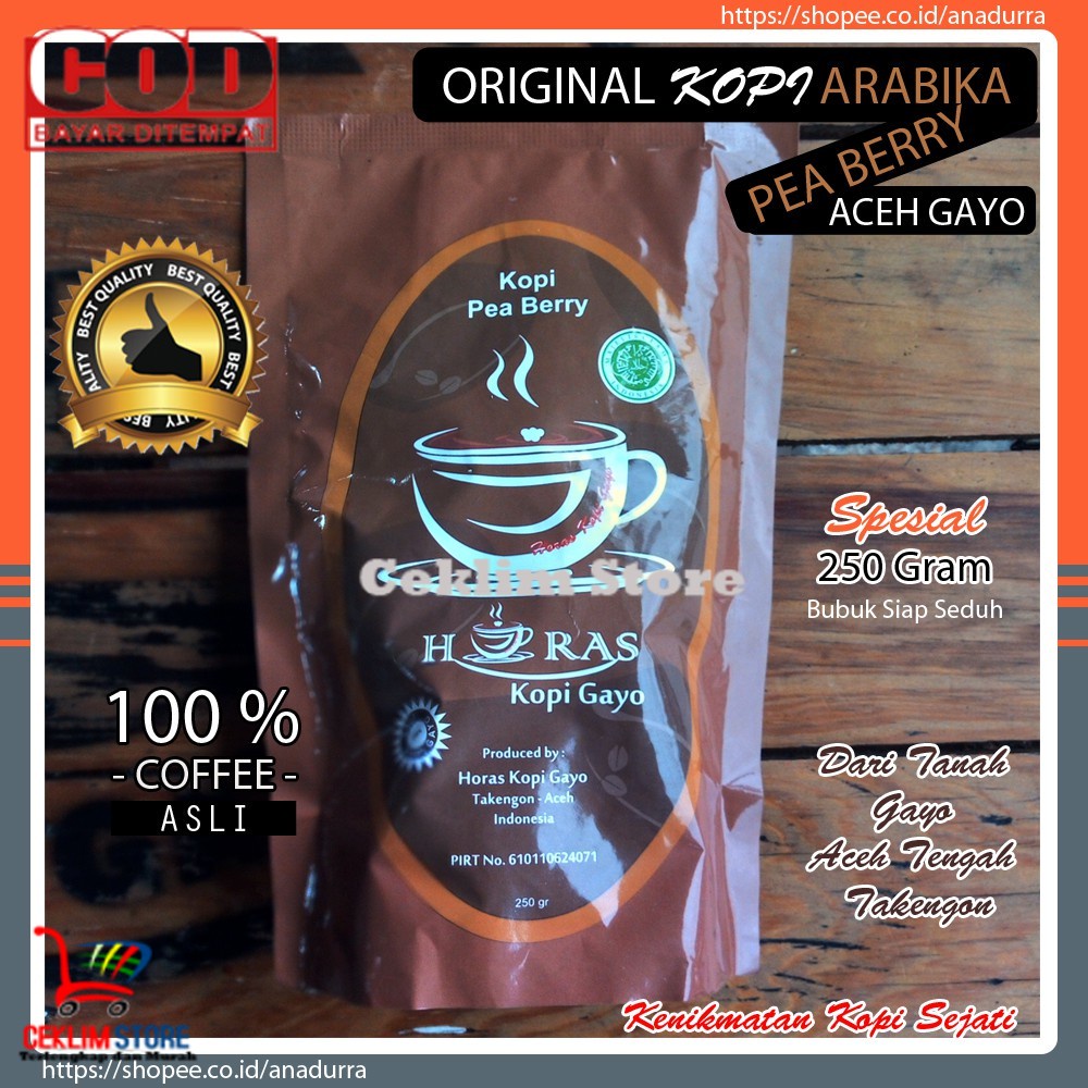 

Kopi Aceh Gayo Arabika Pea Berry Spesial 250 Gram | Horas