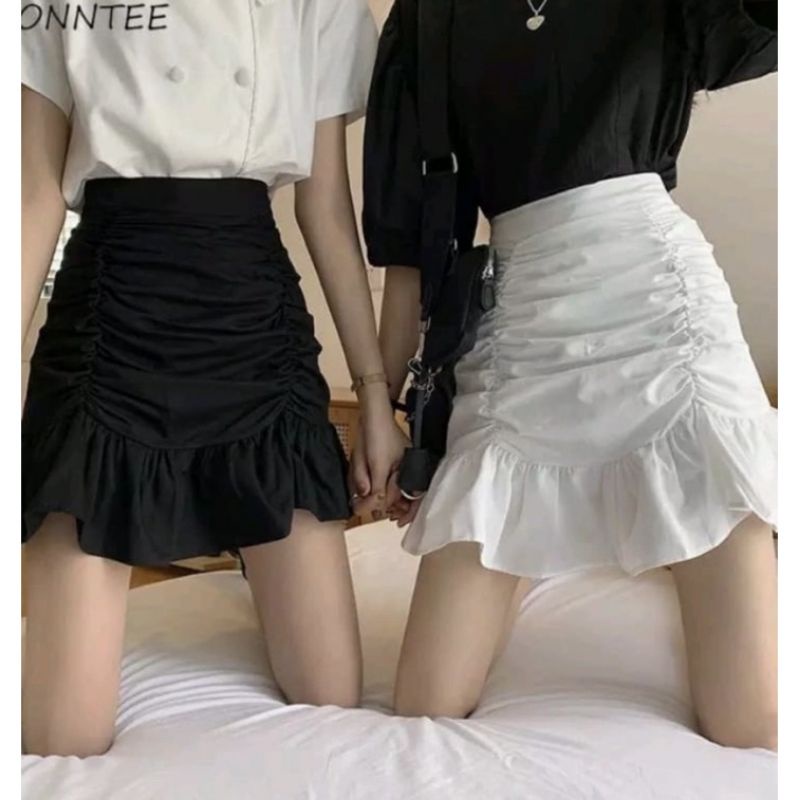 KS01 - ROK MINI SEXY MODEL KERUT / ROK PENDEK WANITA KOREAN STYLE POLOS / ROK MINI CEWEK DEWASA CASU