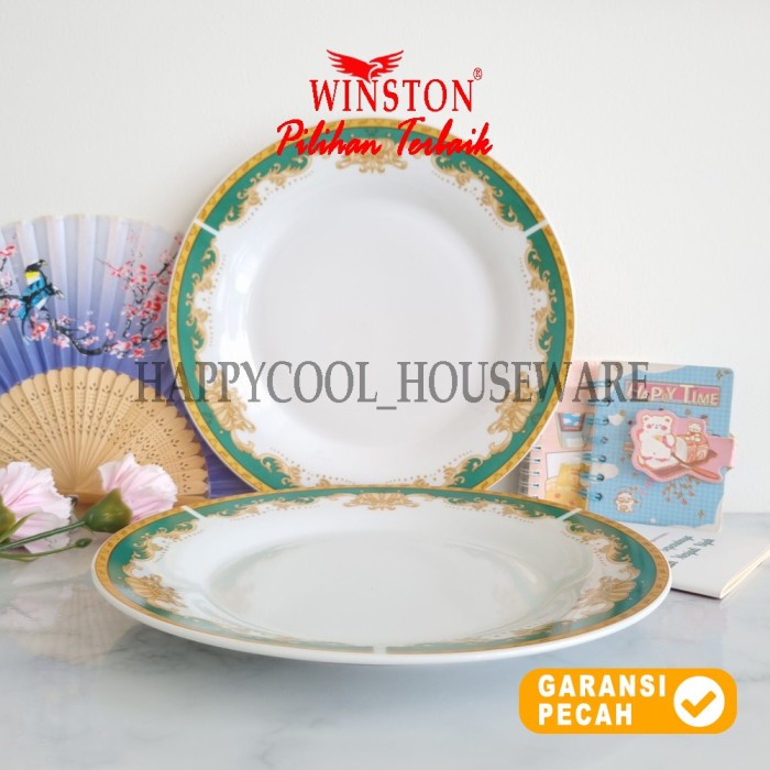 WINSTON 1pcs Piring Keramik MAHKOTA HIJAU 10,5inch Piring Ceper 27cm