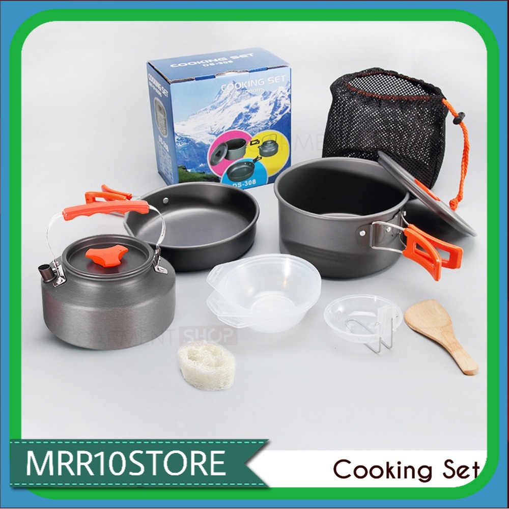 Kompor Nesting Set Alat Masak Camping DS 308 Cooking Portable Ceret Air Minum Portable Anti Lengket