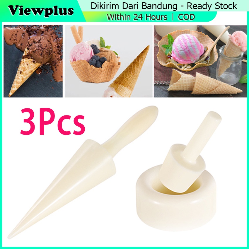 3Pcs/Set Cetakan Cone Ice Cream Waffle Cone Maker / cetakan es krim cone