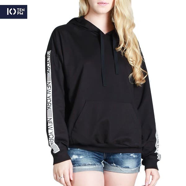 10PM Sweater Hoodie Wanita Niels Black 34012P1BK