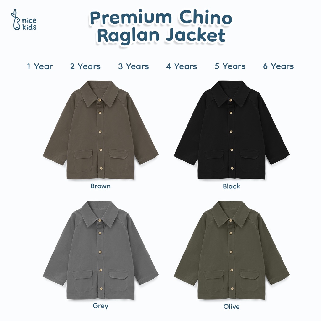 Nice Kids - Premium Chino Raglan Jacket (Jaket Anak 1-6 Tahun Unisex)