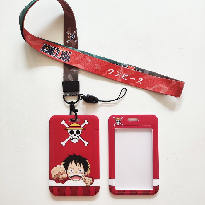 

NS76 ID Card Holder Name Tag Lanyard / Kalung Wadah Kartu Anime One Piece - luffy