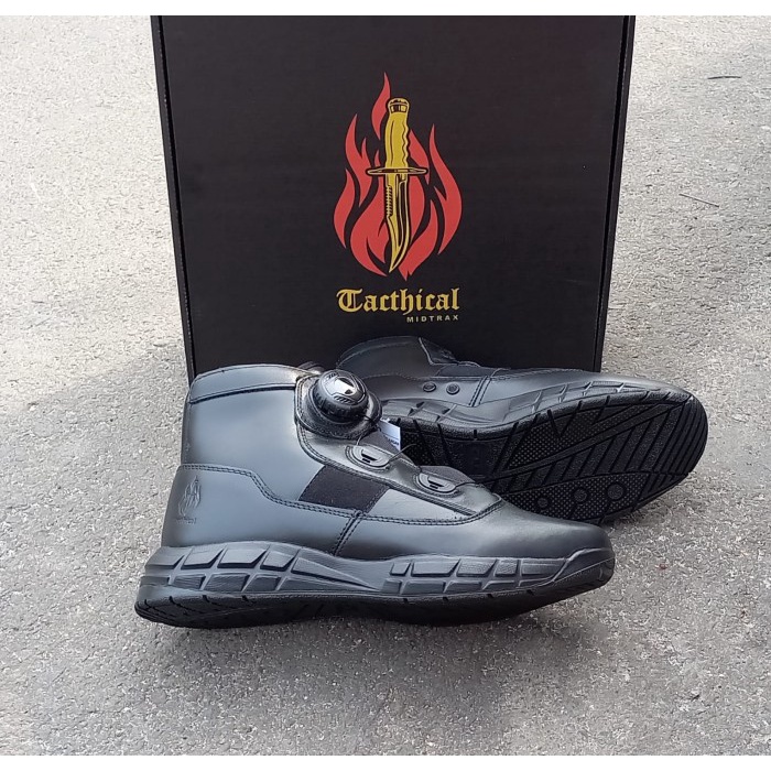 Mark Sepatu PDH MIdtrack Tactical Tali putar original - 42, Hitam