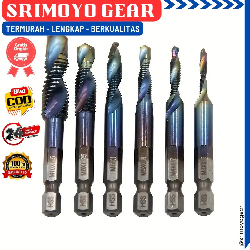 6 Jenis Mata Bor Drill Bit Countersink HSS M3 - 6 Mata Bor Countersink