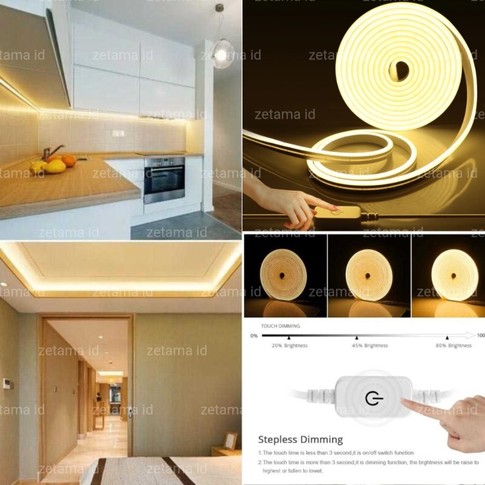 Lampu Selang Neon Flex 12V Dimmer Touch Switch Adaptor Komplit