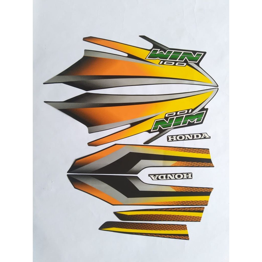 stiker striping honda win 100 2004 hitam kuning 19#