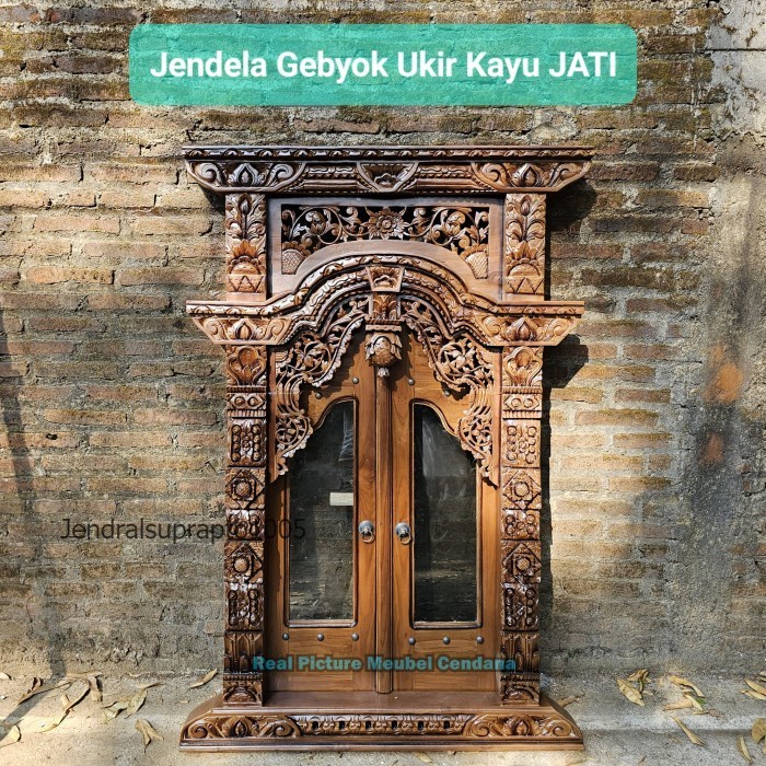 Free ongkir  jendela gebyok jati ukir - jendela ukir - jendela kayu jati