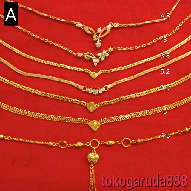 Rantai kalung mainan liontin anak dan dewasa emas asli kadar 700 70% 22 2 dua - 6 enam g gr gram var