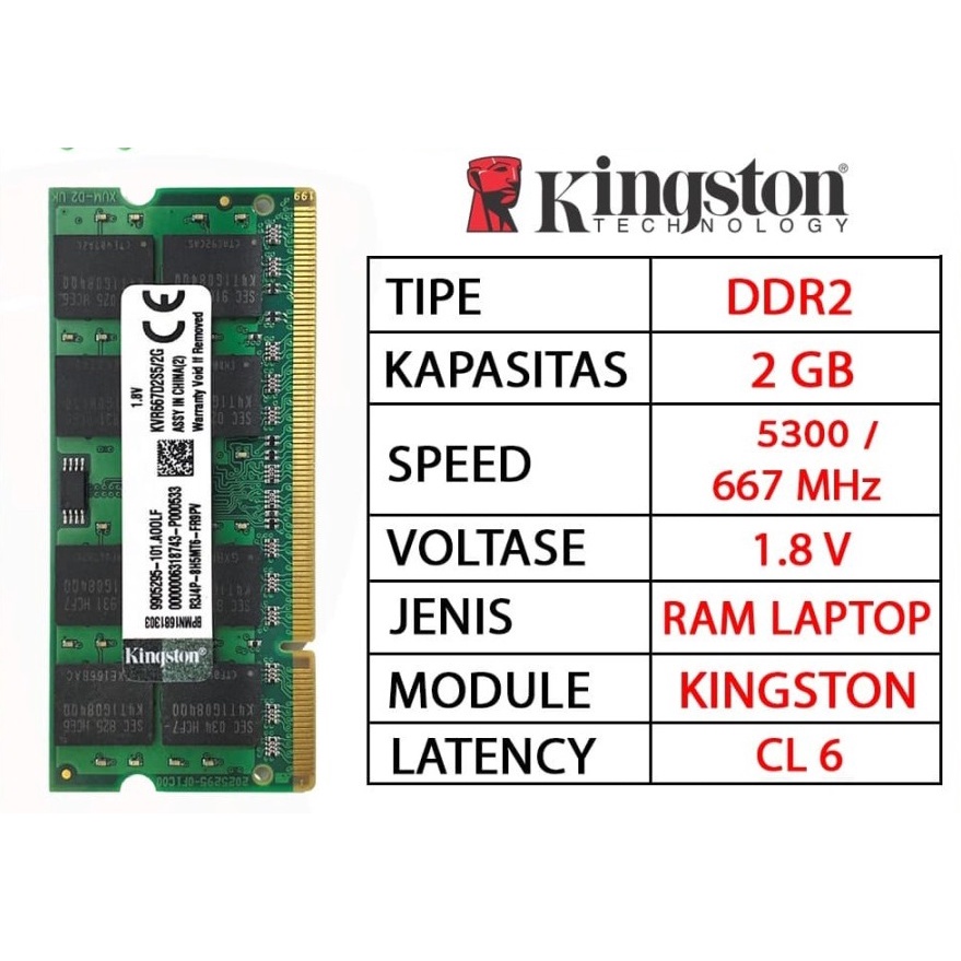SODIMM RAM Laptop/Notebook DDR2 PC5300 Kingston ORI