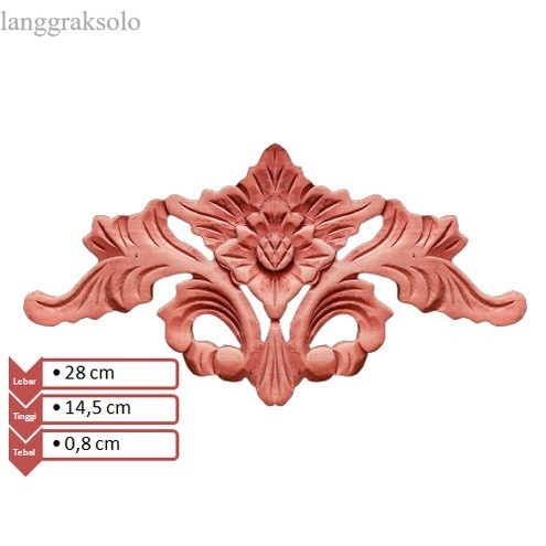 

Ornamen Ukir Tempel Dekorasi Motif Bunga Daun Kayu Mahoni 28 x 14 cm murah