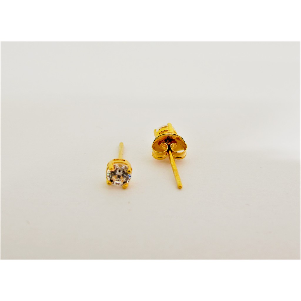 Anting duduk anak dan dewasa emas asli kadar 700 70% 22 16k solitaire permata putih giwang kerabu pa