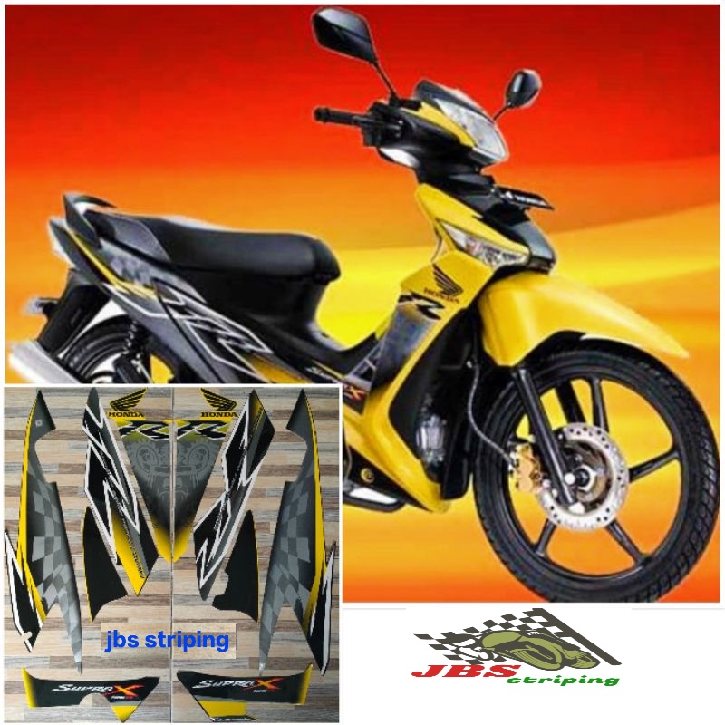 Stiker supra 125 r striping  Honda Supra X 125 R kuning hitam tahun 2008 2009 list body supra 125r