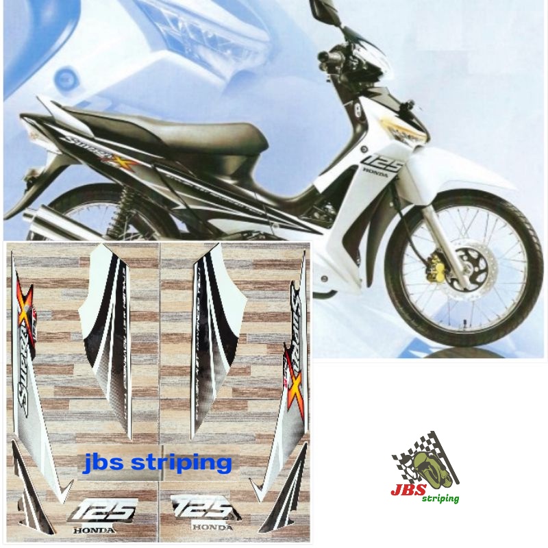 stiker supra 125 d striping  Honda Supra X 125 D putih hitam tahun 2007 2008 list body supra 125d