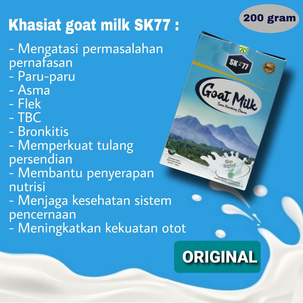 

SUSU KAMBING ETAWA BUBUK GOAT MILK SK77 200gr ORIGINAL/COKLAT