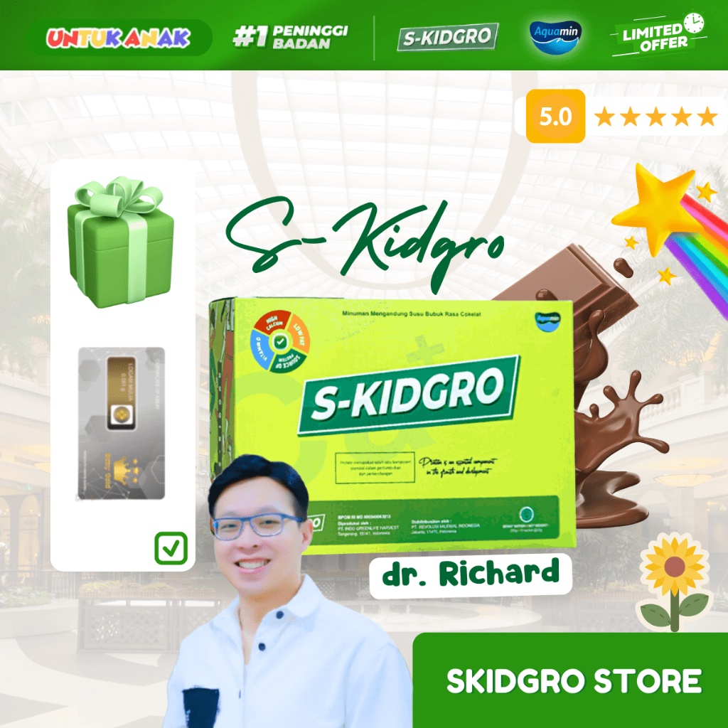 

S-KIDGRO PENINGGI BADAN ANAK SUSU SKIDGROW FULL KALSIUM PROTEIN & DHA ( REKOMENDASI DR RICHARD LEE ) FREE MINI EMAS! BISA COD! SGL