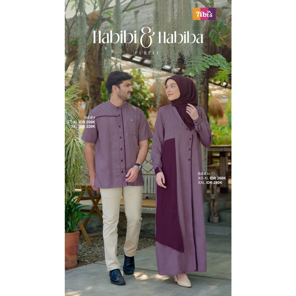 Baju Couple Koko Gamis Pasangan Nibras Habibi Habiba Bahan Verossa Viscose Lebaran Terbaru Kekinian