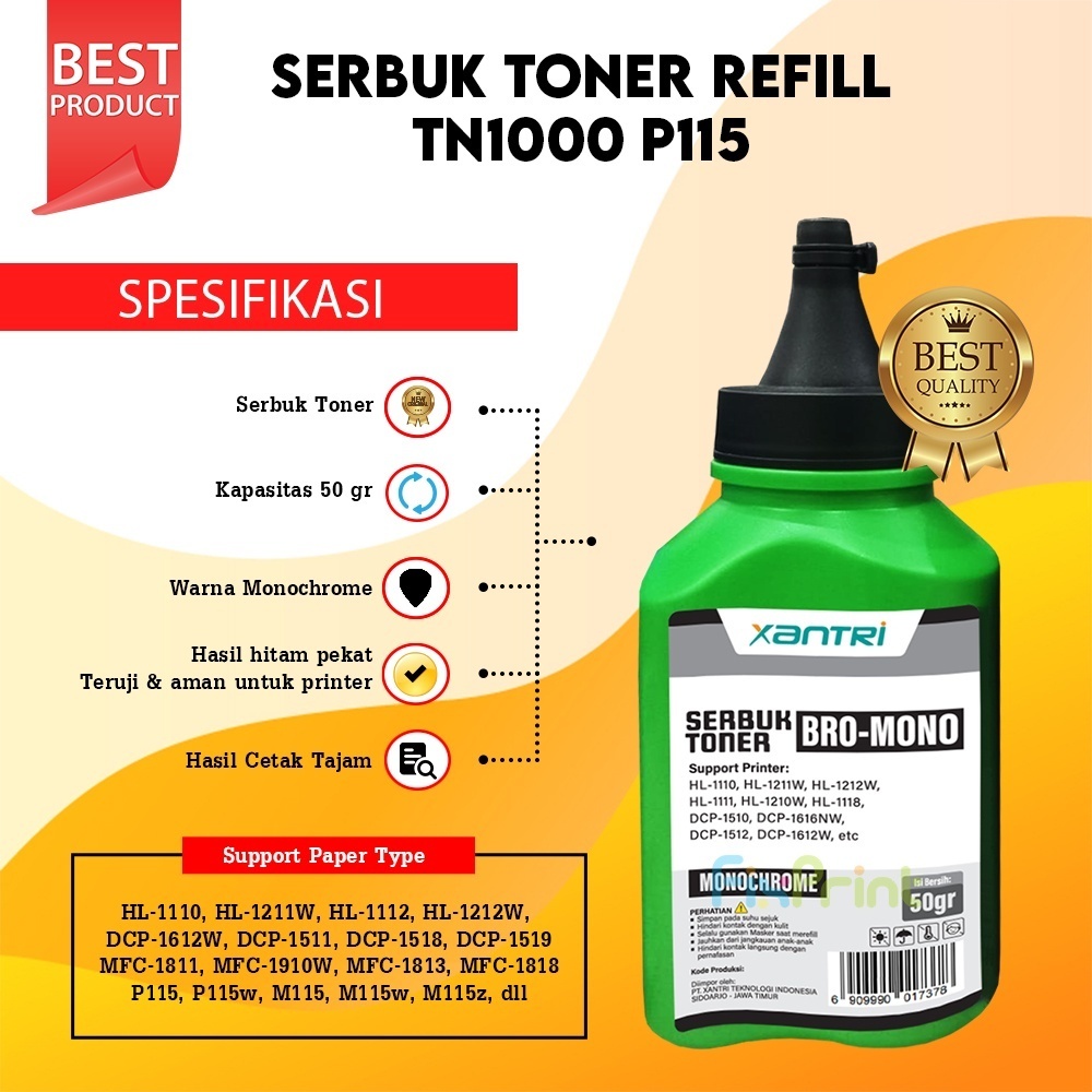 Serbuk Toner Brother HL-1110 HL-1112 HL-1118 HL-1211w MFC-1810