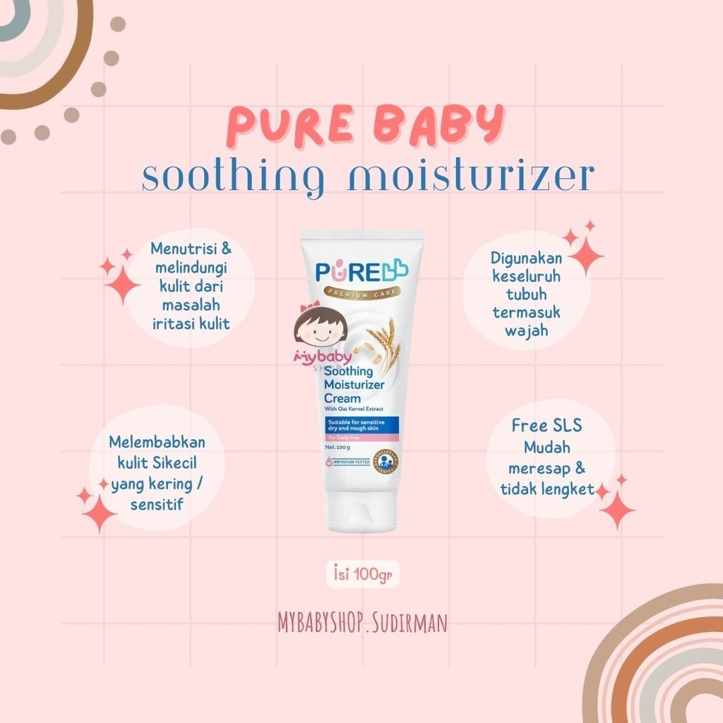 Pure Baby Soothing Moisturizer Cream Baby / Krim Kulit Bayi Soothing Cream Pure Baby PureBaby