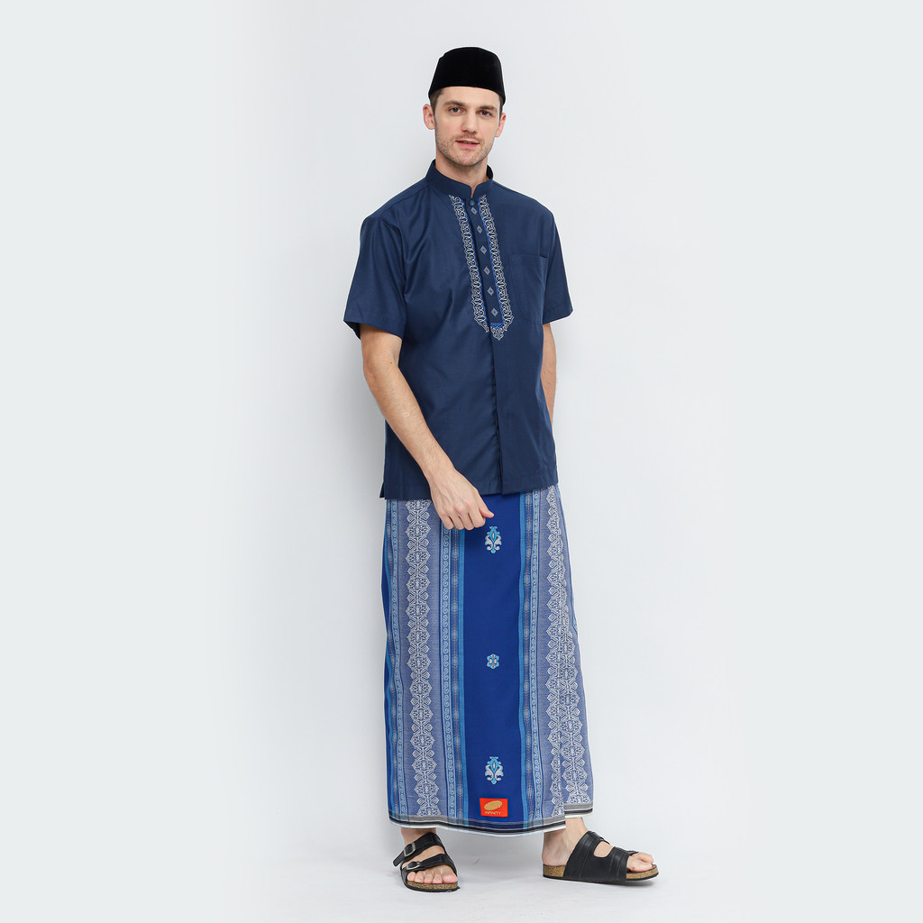 Sarung ATLAS Infinity Jacquard Warna Biru Putih 01