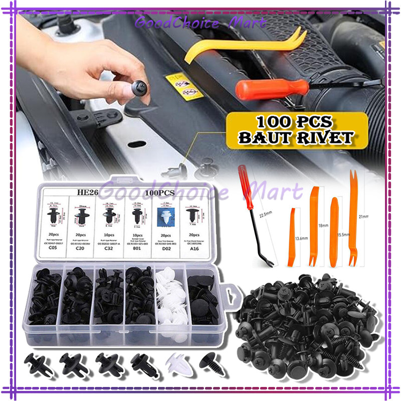Klip Bumper Mobil / 100pcs Baut Rivet Mobil / Baut Mobil Plastik