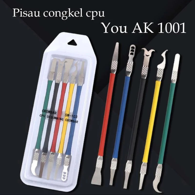 

(5 IN 1) BJ PISAU CONGKEL CPU WARNA WARNI You AK 1001 TOOLS SET CROWBAR / ALAT PEMBERSIH LEM CPU SW-103