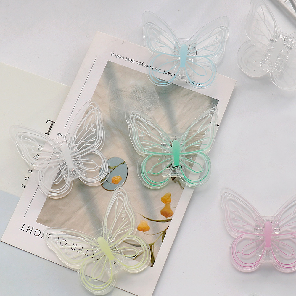 

4pcs Pack Multicolor Cute Butterfly Acrylic Binder Clip Planner Clips Paper Clamp Office Decorative Supplies School Stationery