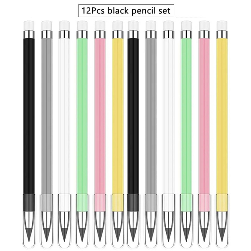 

12 Color Pencil Set Cute Drawing Pencil Refill Unlimited Writing Pencils Eternal Erasable Pencil Pens for School Art Supplies