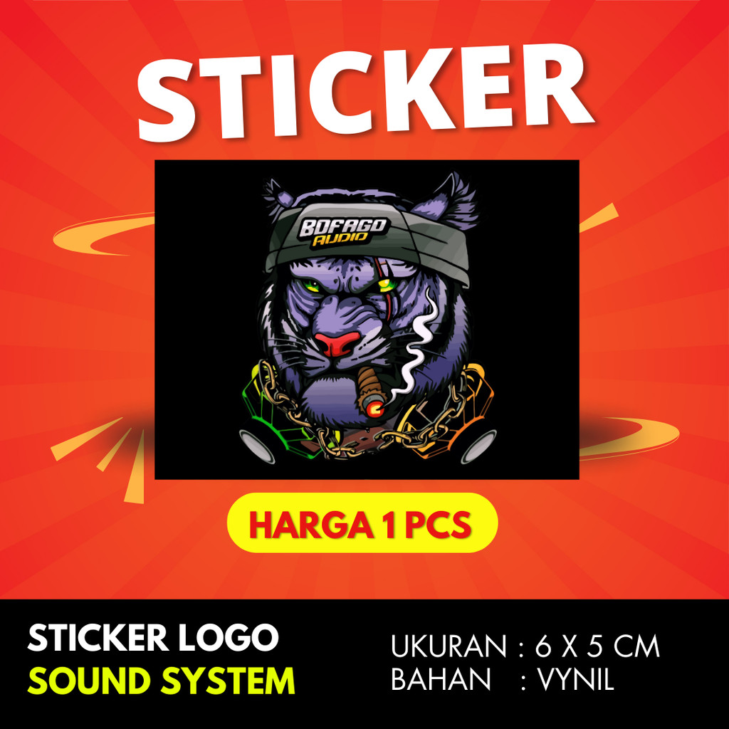 

Sticker sound system BOFAGO MACAN UNGU FLAT BAHAN VYNIL ANTI AIR PREMIUM