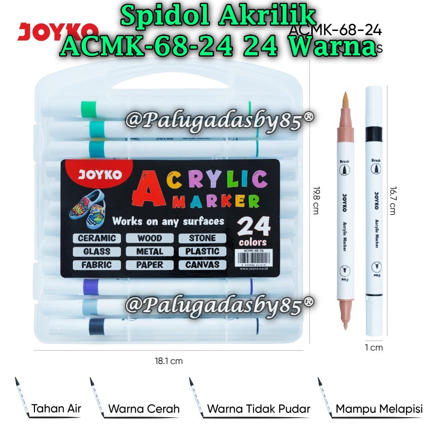 

(1 Set) GROSIR Spidol Akrilik JOYKO ACMK-68-24 24W / Acrylic Marker Spidol Akrilik Joyko ACMK-68