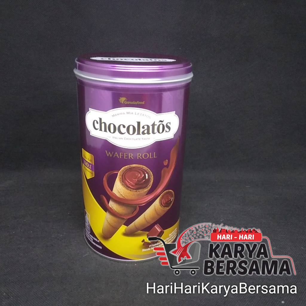 

MAKANAN RINGAN GARUDA FOOD CHOCOLATOS WAFER ROLL KALENG 310GR