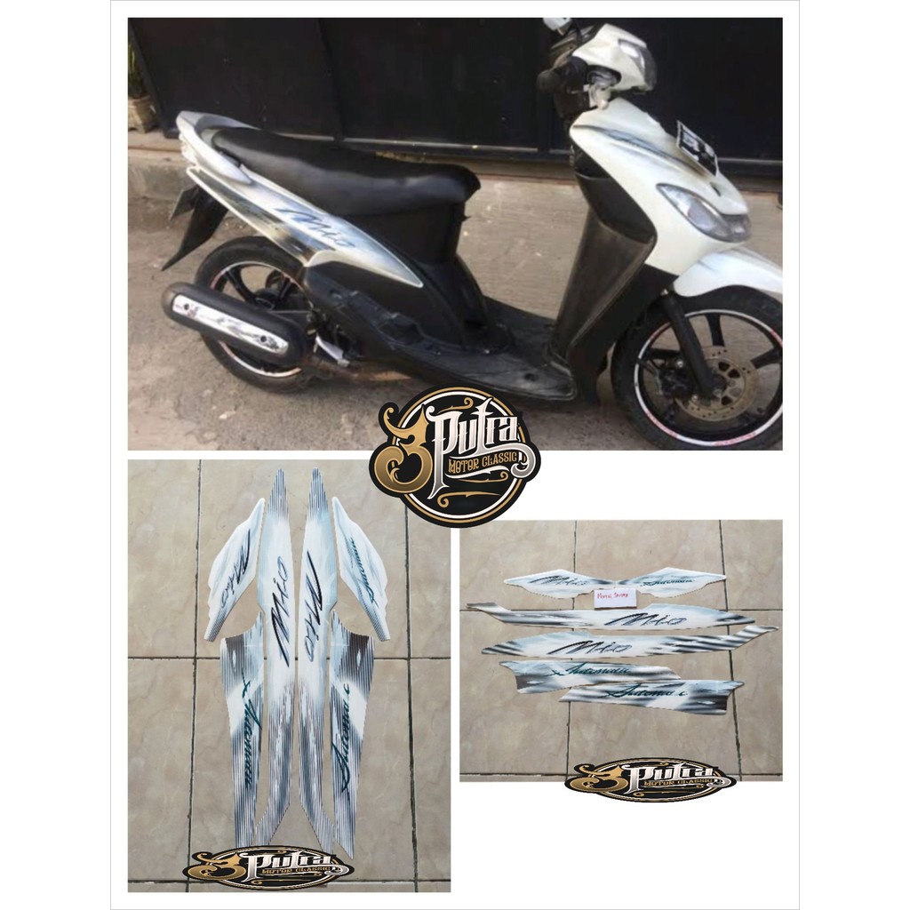 STIKER STRIPING LES LIS BODY MIO SMILE 2009 2010 WARNA PUTIH STANDAR