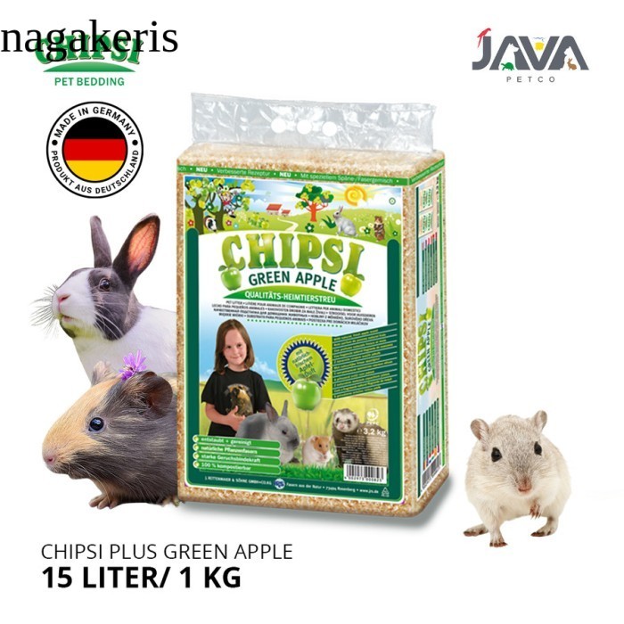 

CHIPSI Green Apple -Serbuk Kayu Alas Kandang Burung Hamster/Marmut 1kg antik