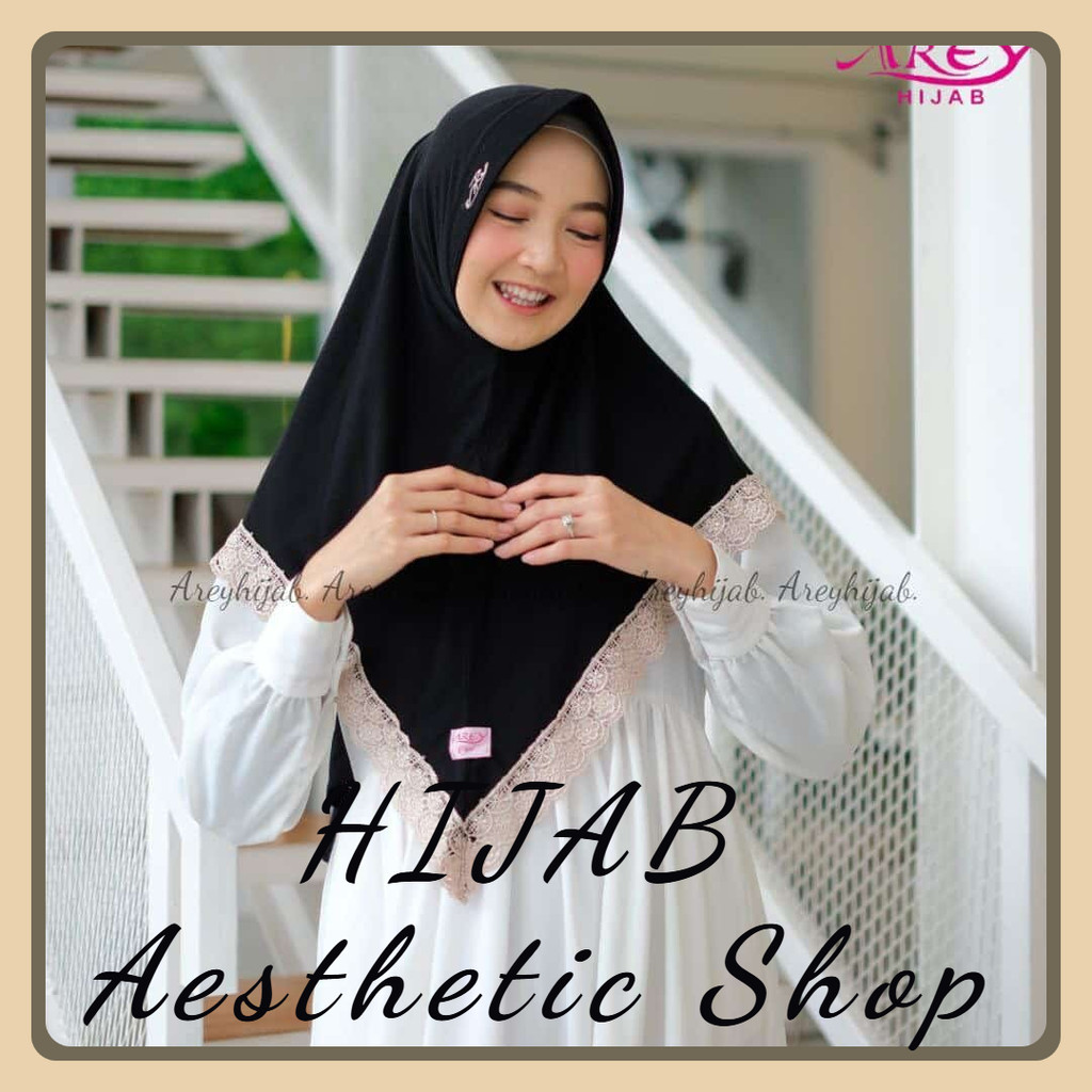 Hijab Jersey Renda NINDI BY AREY HIJAB/BERGO renda Terbaru Kekinian/KERUDUNG renda Terlaris