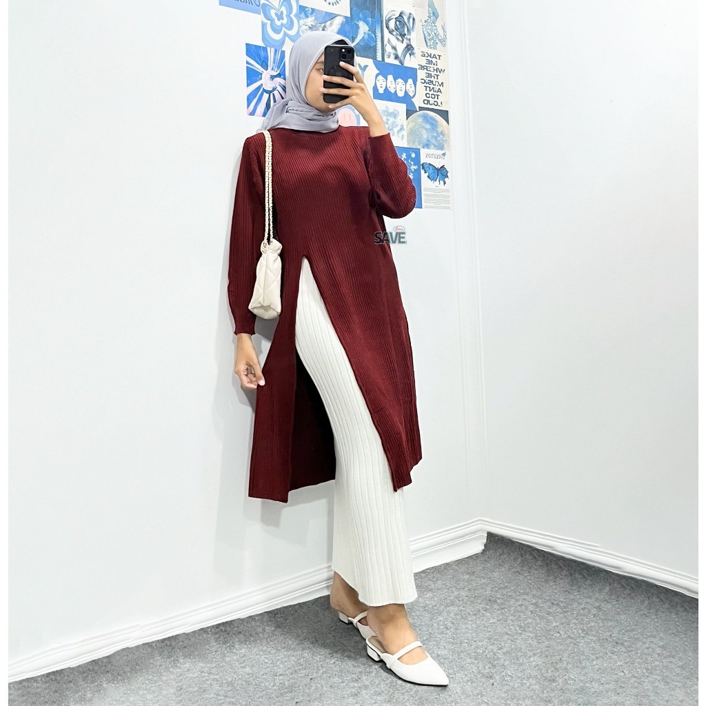 AQ32E Amira Tunik Knit - Atasan Tunik Rajut