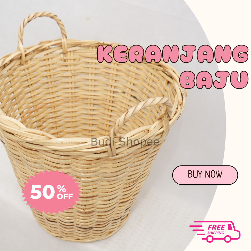 Keranjang Baju Kotor Rotan Alami Handmade – Laundry Basket Jumbo Anyaman Premium dengan Gagang Kokoh