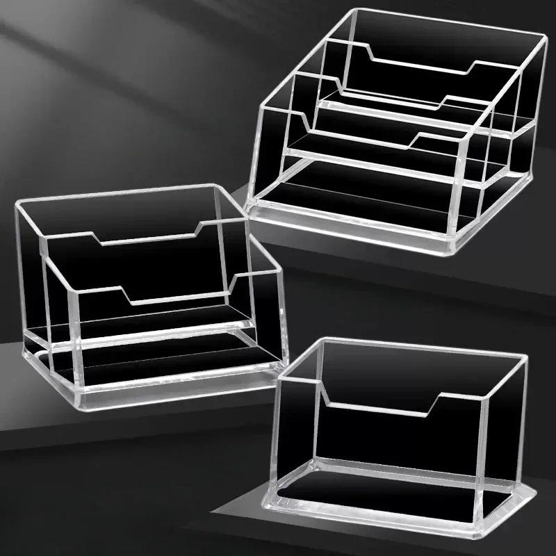 

1pcs Clear Desk Shelf Box Storage Display Stand Acrylic Plastic Transparent Desktop Bussiness Card Holder Place Card Holder