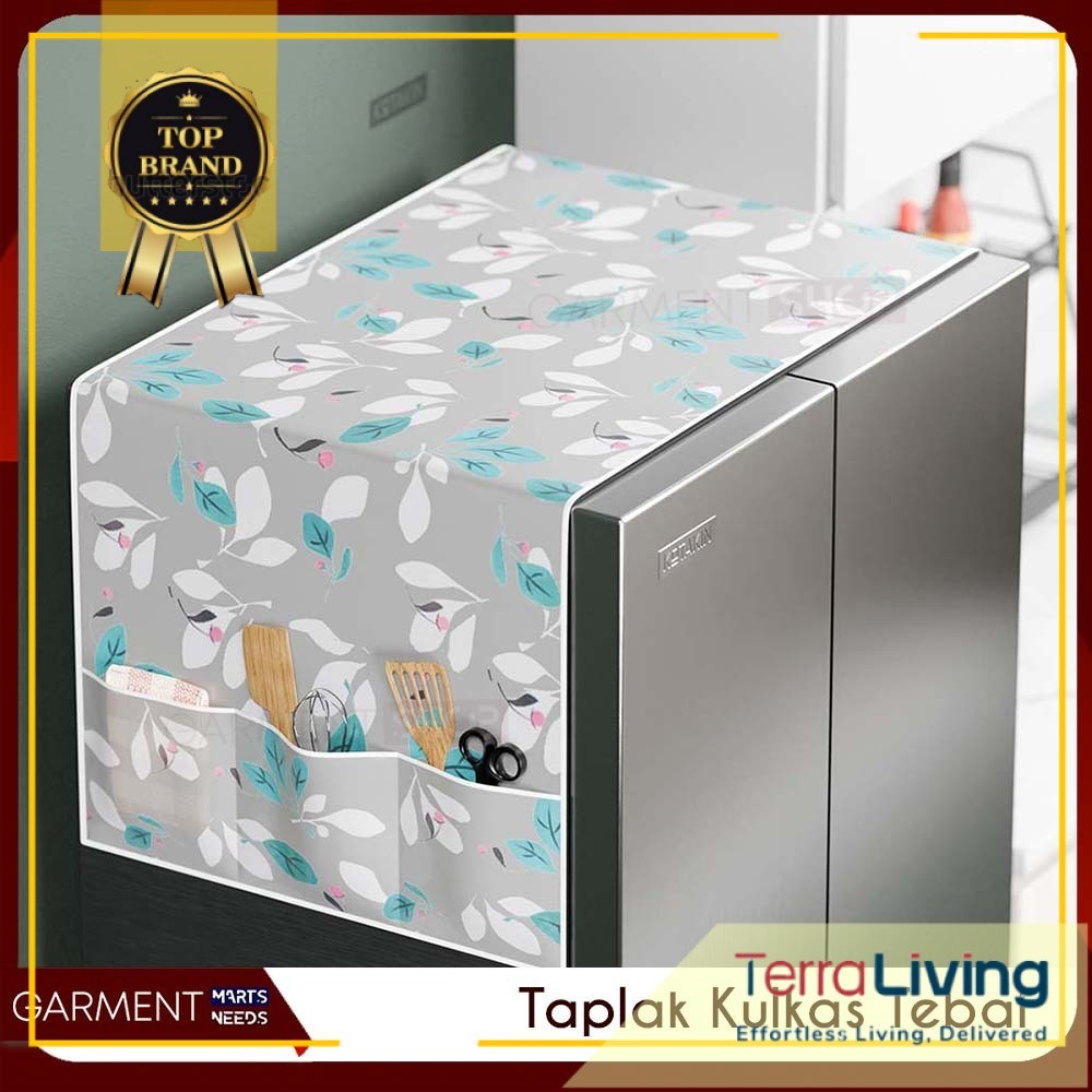 Taplak Cover Kulkas Besar 2 Pintu Bahan PEVA Tebal Premium Waterproof Sarung Pelindung Atap Kulkas