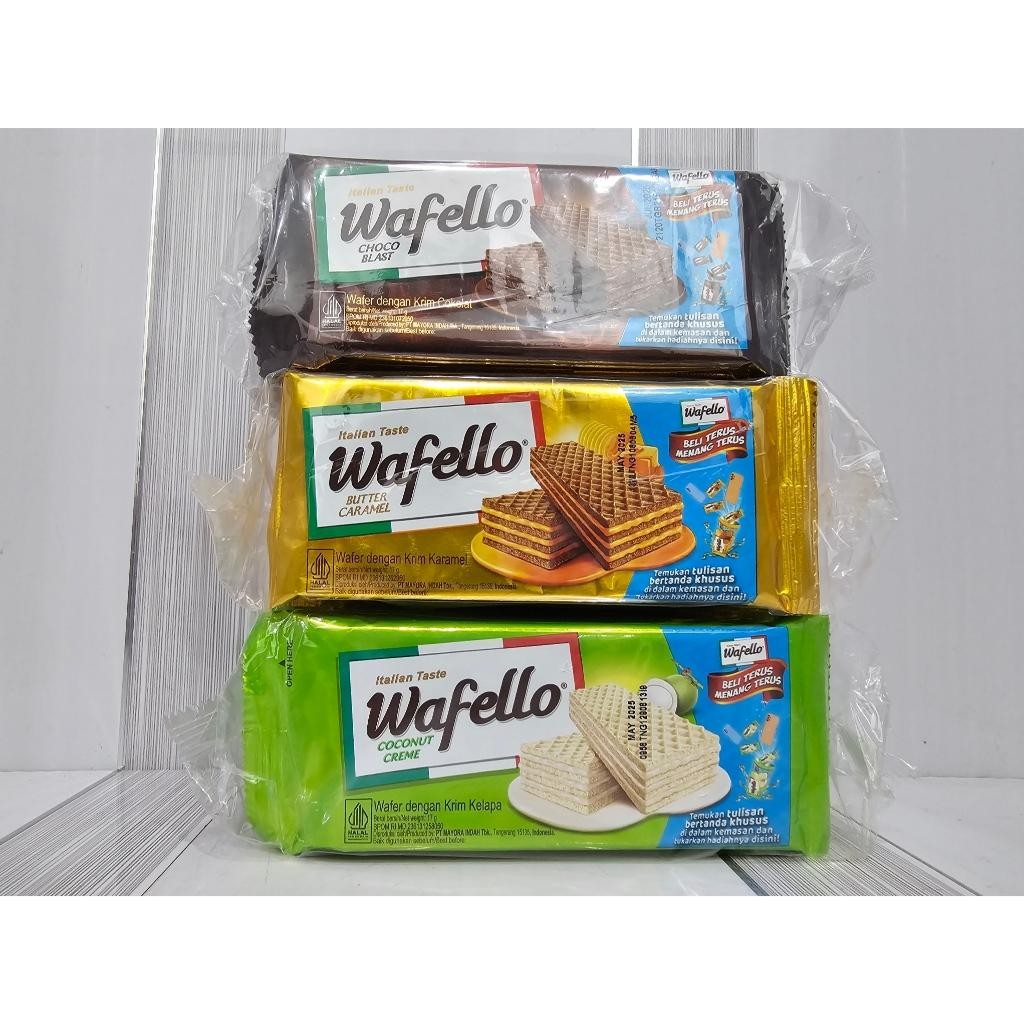 

Wafello Wafer Pak 17g x 10 Pcs Butter Cookies Caramel Coconut Cokelat