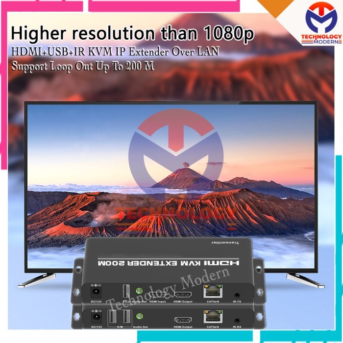 HDMI+USB+IR KVM IP Extender Over LAN Support Loop Out Up To 200 M